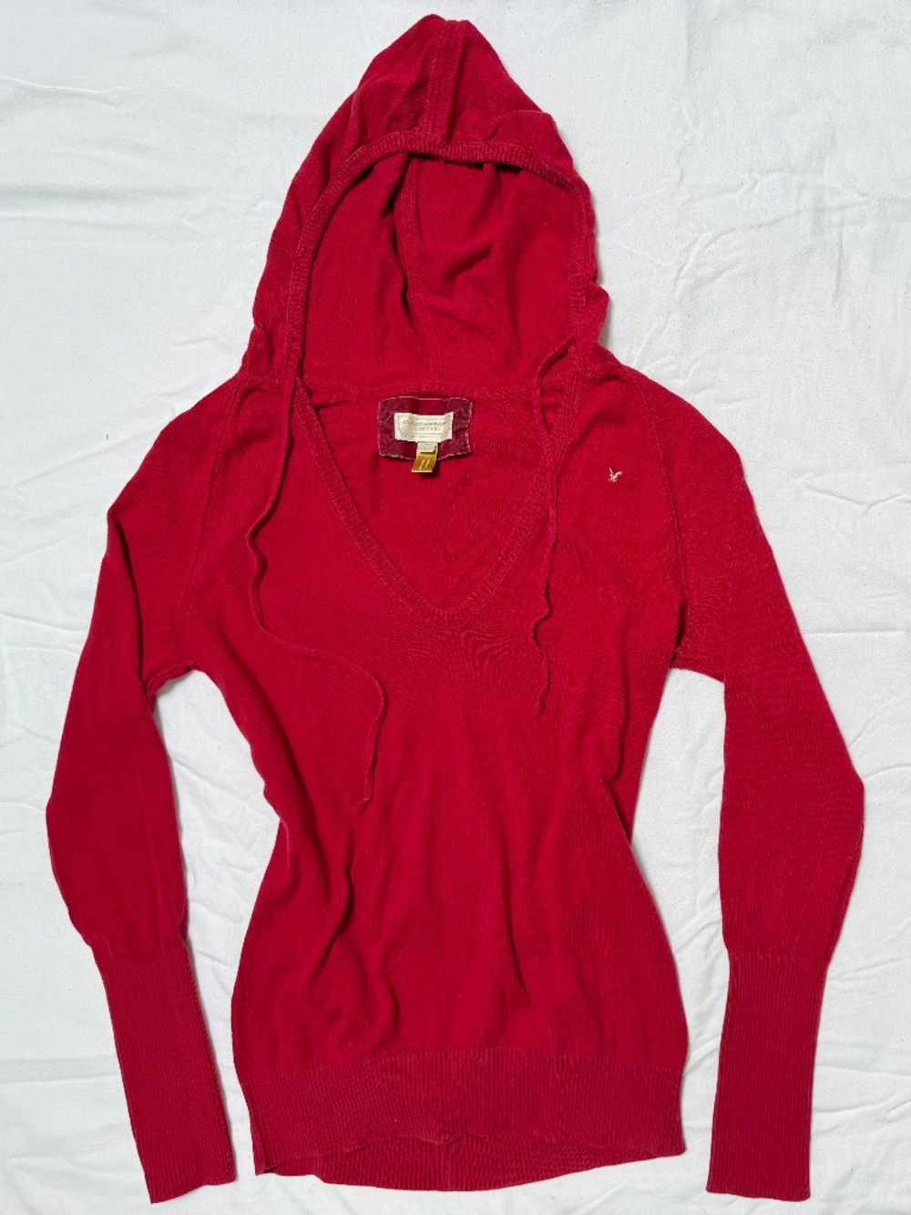 RARE VINTAGE y2k American Eagle red hooded knit sweater L twilightcore